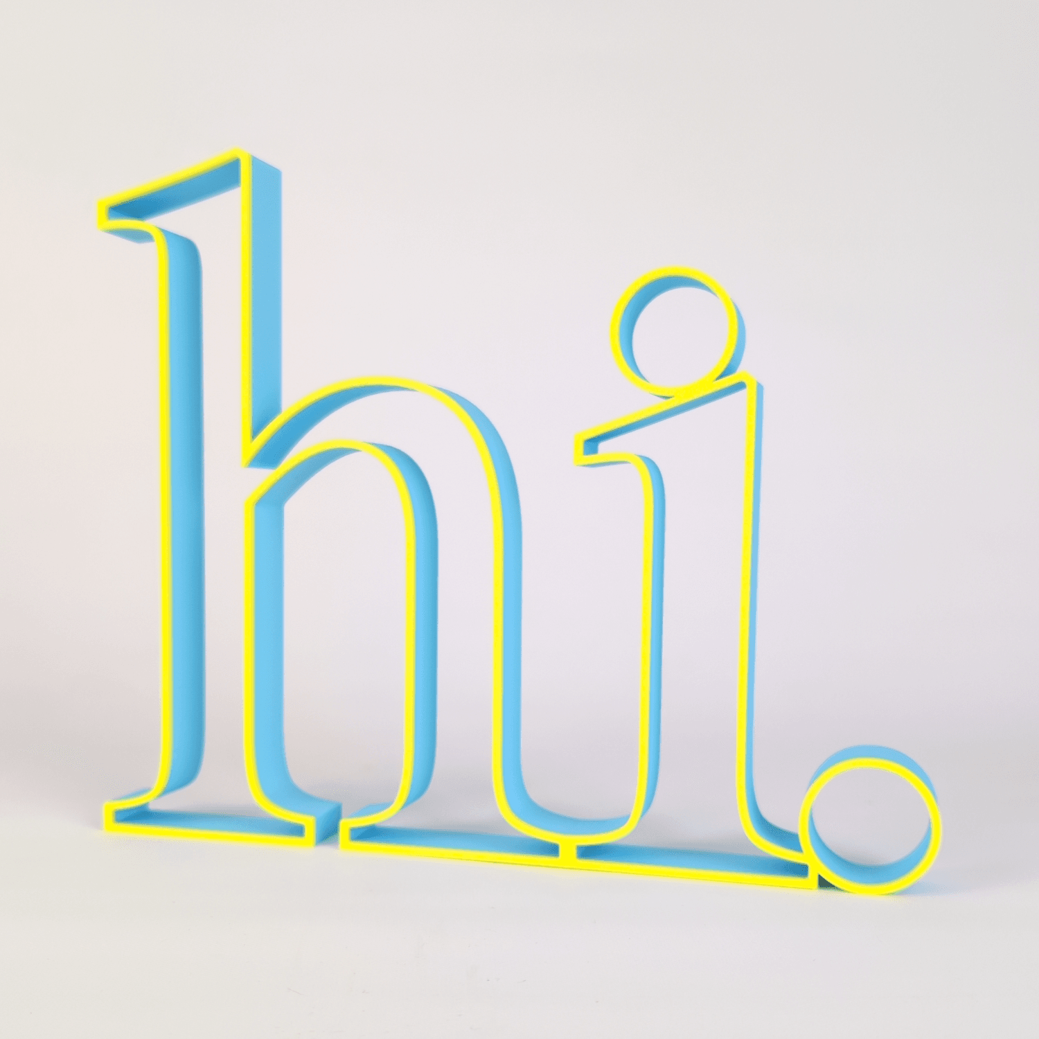 Schriftzug „hi.“ in Blau und Gelb