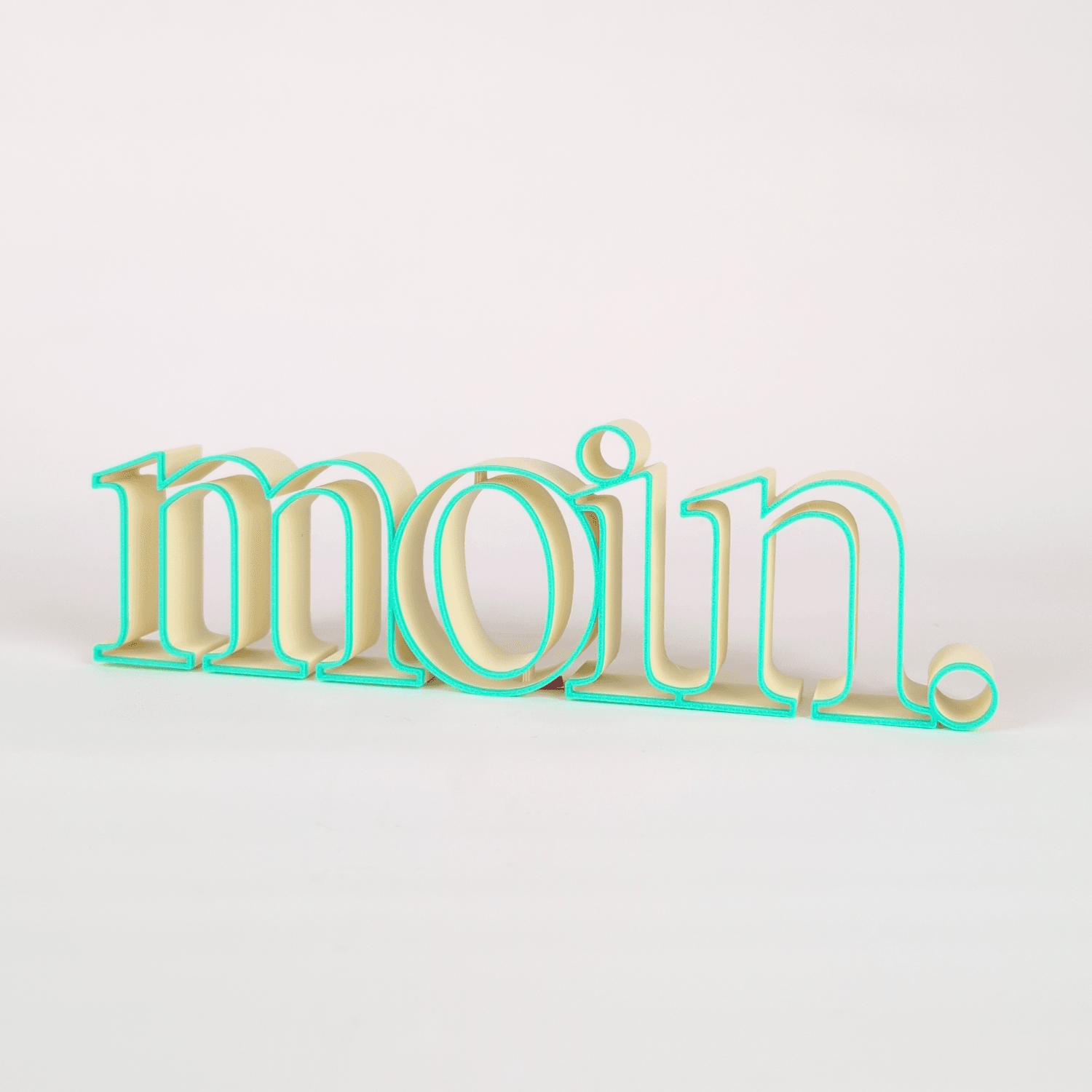 Schriftzug „moin.“ in Mint und Hellgrün